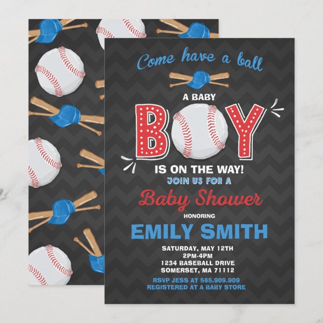 Baby shower de baseball Invitation Baby shower spo (Devant / Derrière)
