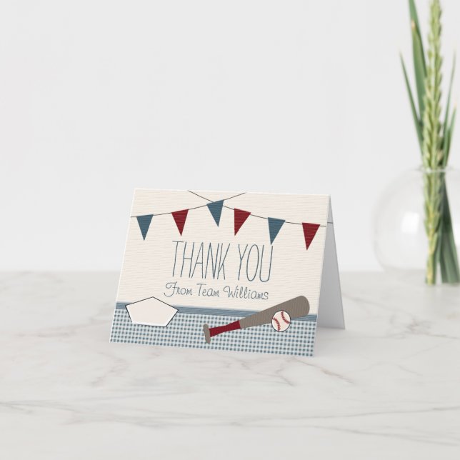 Baby shower De Baseball Merci Cartes (Devant)