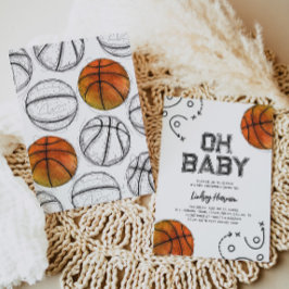 Baby shower de basket-ball aquarelle Invitation