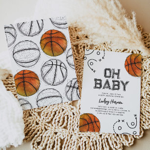 Baby shower de basket-ball aquarelle Invitation