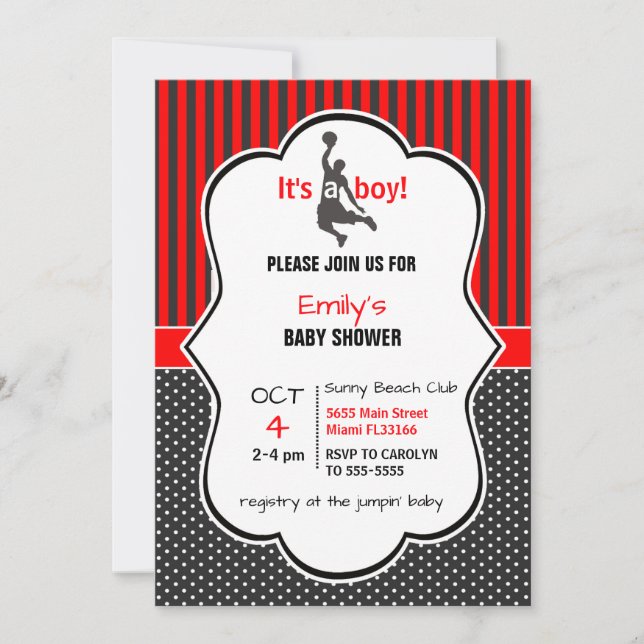 Baby shower de basket-ball - Carte d'invitation (Devant)