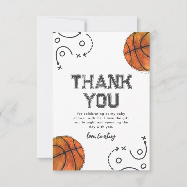 Baby shower De Basket-Ball Merci Cartes (Devant)
