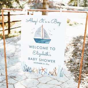 Baby shower de bateau à voile Affiche de bienvenue