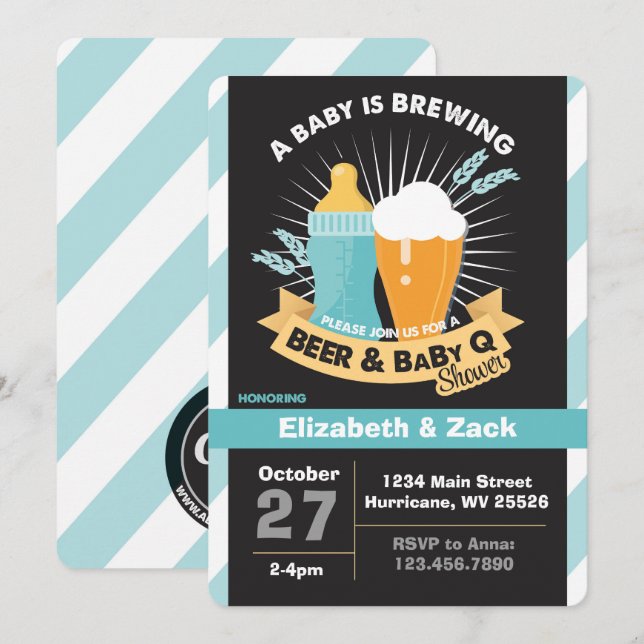 Baby shower de bière BBQ Invitation (Devant / Derrière)