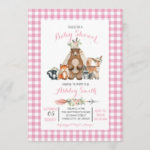 baby shower de bois invitation fille rose