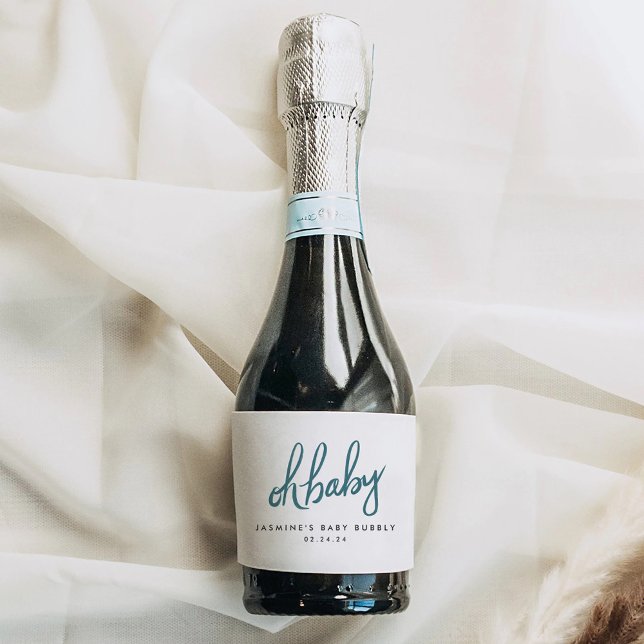 Baby shower de bois Mini Étiquette de vin mousseux (Créateur téléchargé)