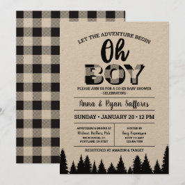 Baby shower de Buffle Noir Plaid Invitation Oh Gar