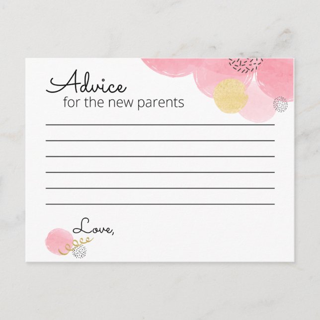 Baby shower de bulles roses - Carte de conseil (Devant)