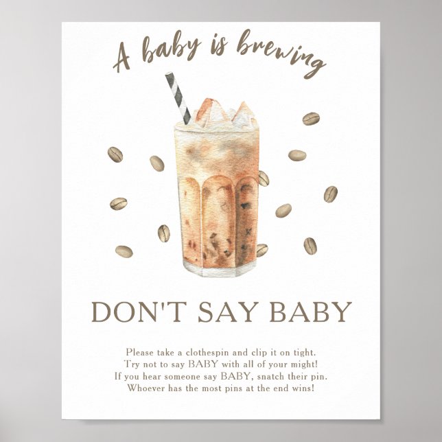 Baby shower de café glacé - Ne pas dire Poster béb (Devant)