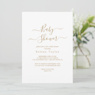 Baby shower de calligraphie or Delicate Invitation