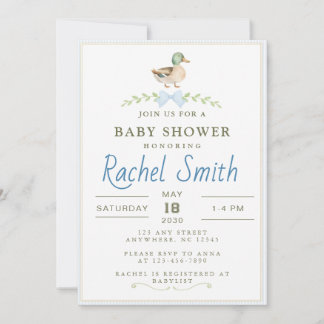 Baby shower de canard colvert einladung