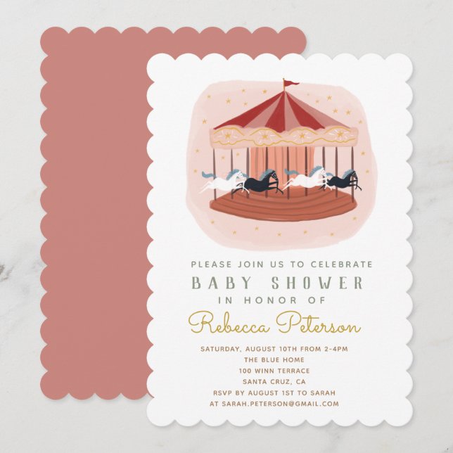 baby shower de carrousel Invitation (Devant / Derrière)