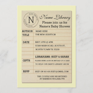 Baby shower de carte de bibliothèque Invitation In