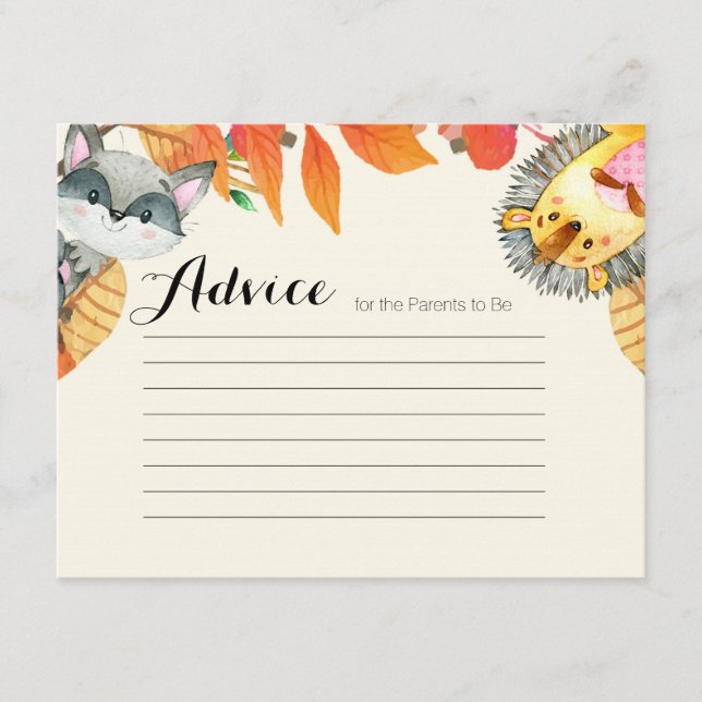 Baby shower de carte de conseil animal Citrouille  (Devant)