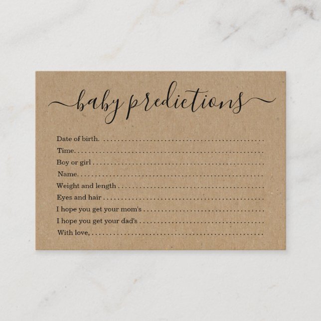 Baby shower de carte de prévision de bébé - Papier (Devant)
