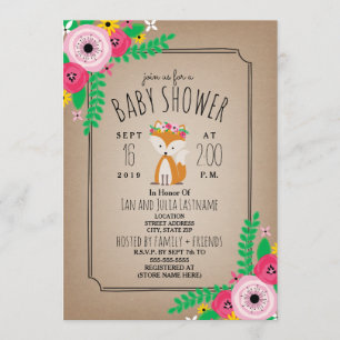 Baby shower de carte de rayure de Fox Inpired de