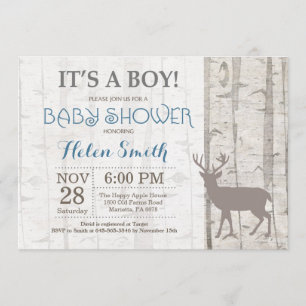Baby shower de cerfs Boy Invitation Bois rustique
