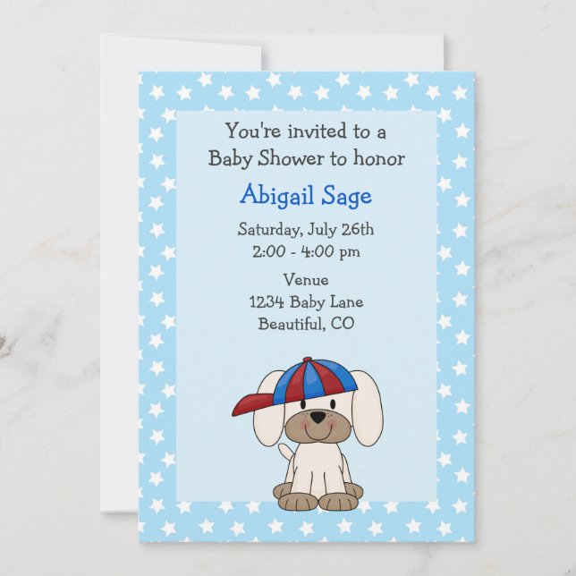 Baby shower de chiot mignon Invitation pour les ga (Devant)