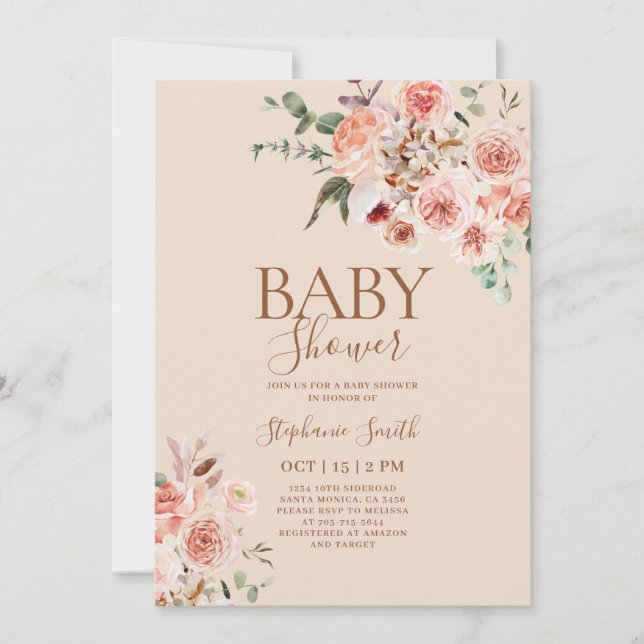 Baby shower de chute Boho Invitation fille (Devant)