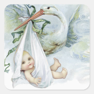 Baby shower de cigogne Favoriser les autocollants