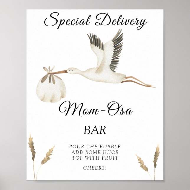 Baby shower de cigogne - Poster du bar Momosa (Devant)