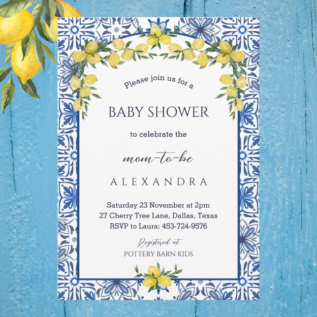 Baby shower de citron bleu Méditerranée Invitation (Créateur téléchargé)