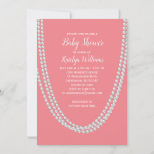 Baby shower de corail et perles blanc Invitation