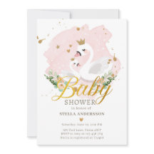 Baby shower de cygne Invitation Princesse Pink Gol