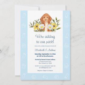 Baby shower de Doodle Doré Bleu Invitation