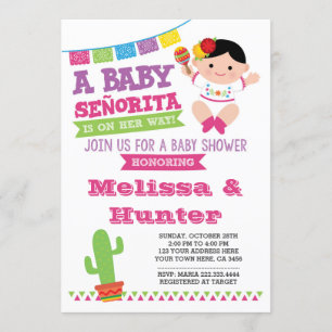 Baby shower de Fiesta, Invitation de Baby Senorita