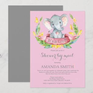 Baby shower de fille éléphante par invitation par 