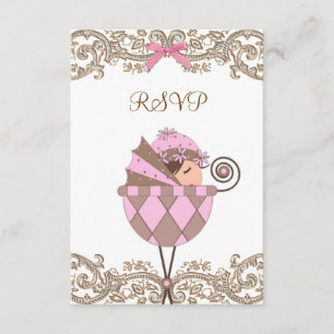 Baby shower de fille en dentelle Brown rose RSVP