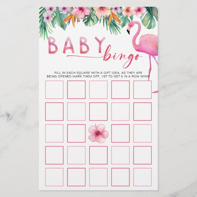 Baby shower de Flamant rose tropical Carte de jeu  (Devant)