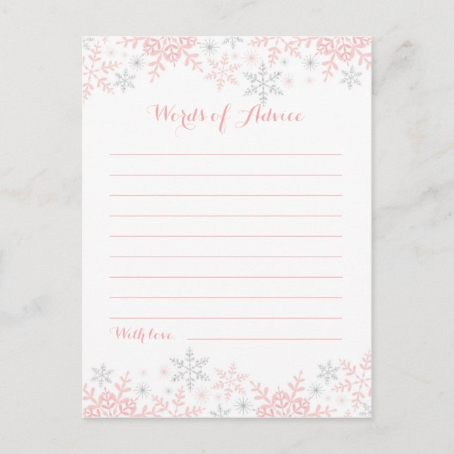 Baby shower de flocon de neige Mots de conseil (Devant)