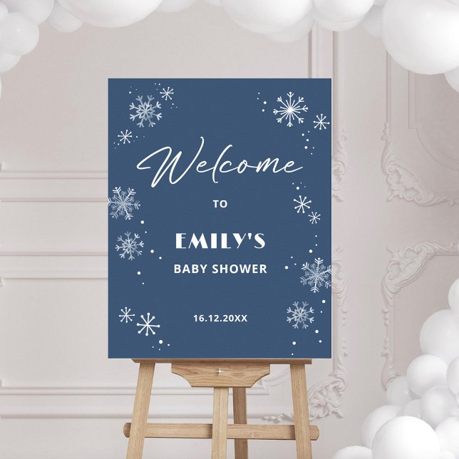 Baby shower de flocons de neige Affiche de bienven (Créateur téléchargé)