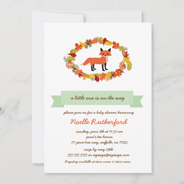 Baby shower de Fox de bois Invitations / forêt vie (Devant)