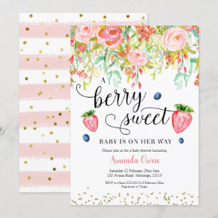 Baby shower de fraise Blueberry Invitation