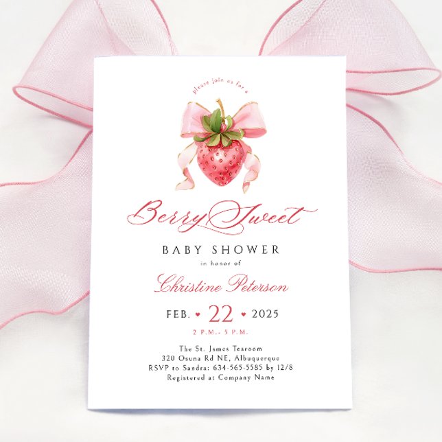 Baby shower de fraise Coquette Invitation (Créateur téléchargé)