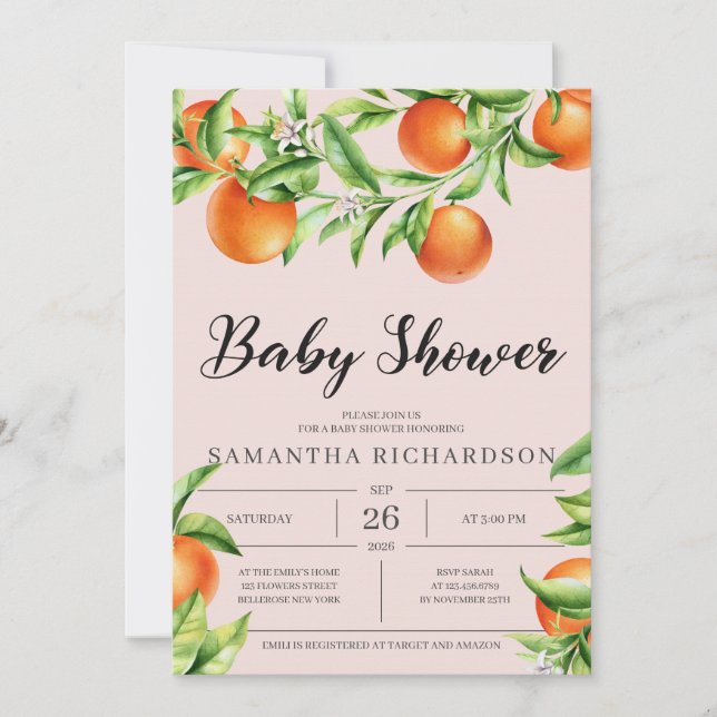Baby shower de fruits frais d'agrumes Invitation n (Devant)