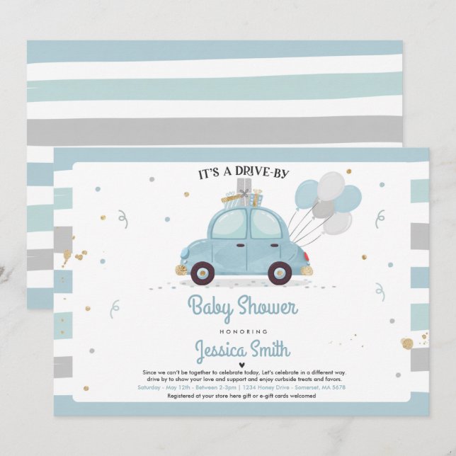 Baby shower  de garçon Invitation Baby shower (Devant / Derrière)