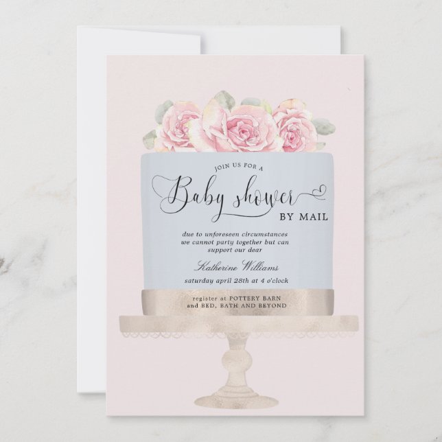 baby shower de gâteau fleuri par mail invitation (Devant)