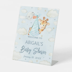 Baby shower de girafe, Panneau de piédestal de bie