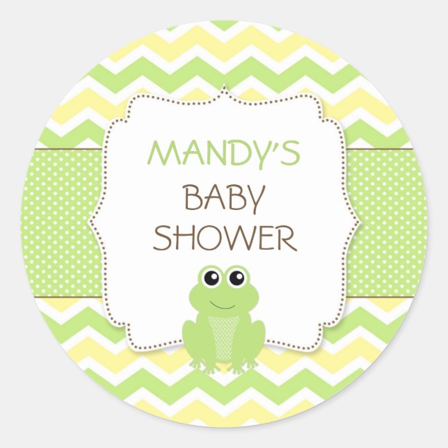 Baby shower de grenouille autocollants de faveur,  (Devant)