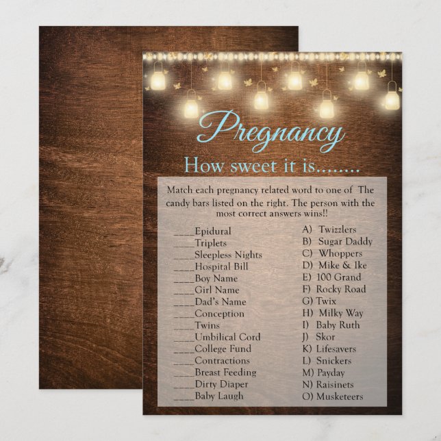 Baby shower de grossesse de bébé en bois Carte de  (Devant / Derrière)