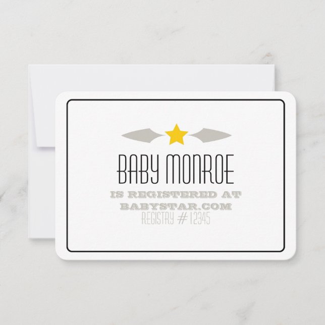 BABY SHOWER DE LA CARTE DE REGISTRE BÉBÉ STAR (Devant)