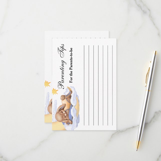 Baby shower de la carte de réponse. (Devant/Arrière en situation)