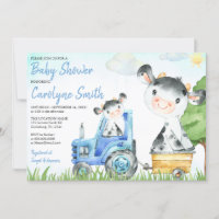 Baby shower de la ferme de vache Invitation Garçon