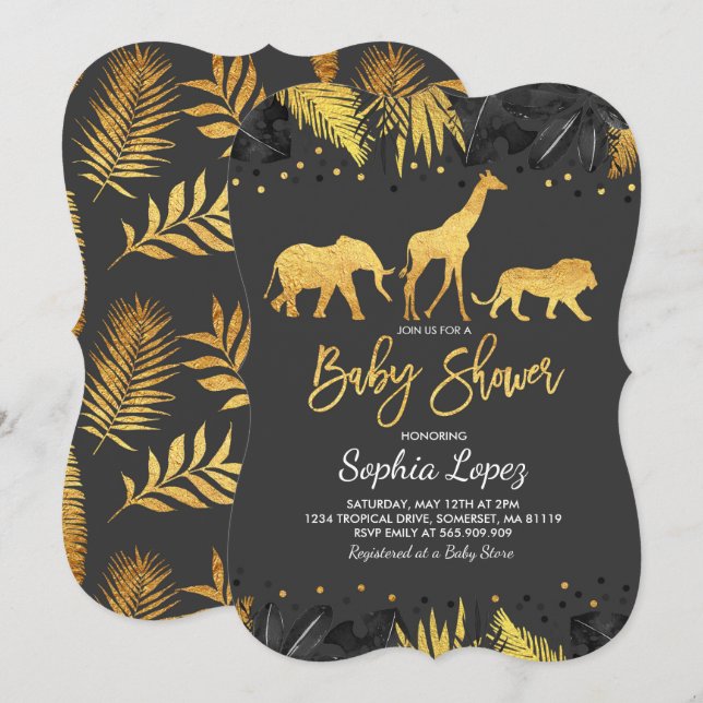 Baby shower de la jungle Invitation Baby shower tr (Devant / Derrière)
