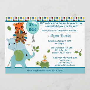 Baby shower de la parade animale Invitation élépha