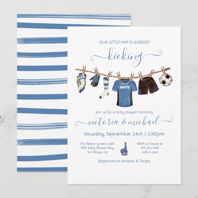 Baby shower de ligne de football Invitation (Devant / Derrière)
